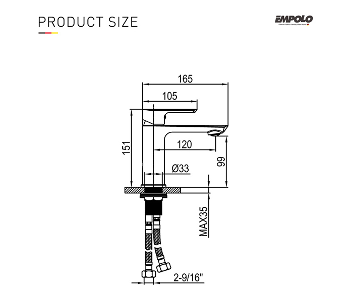 Mezclador de lavabo moderno de acero inoxidable para inodoro 